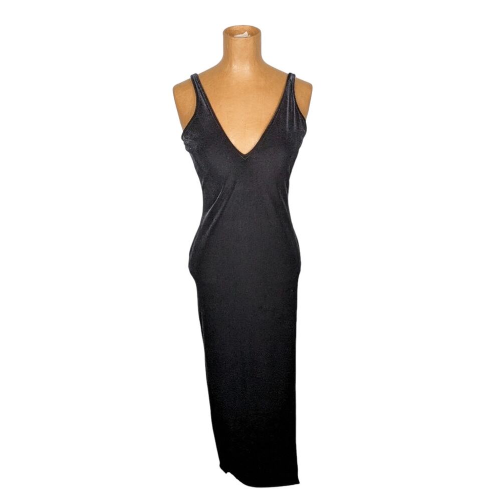 Vintage Atria Dress Velvet Formal Maxi Sleeveless Black‎ Size Medium